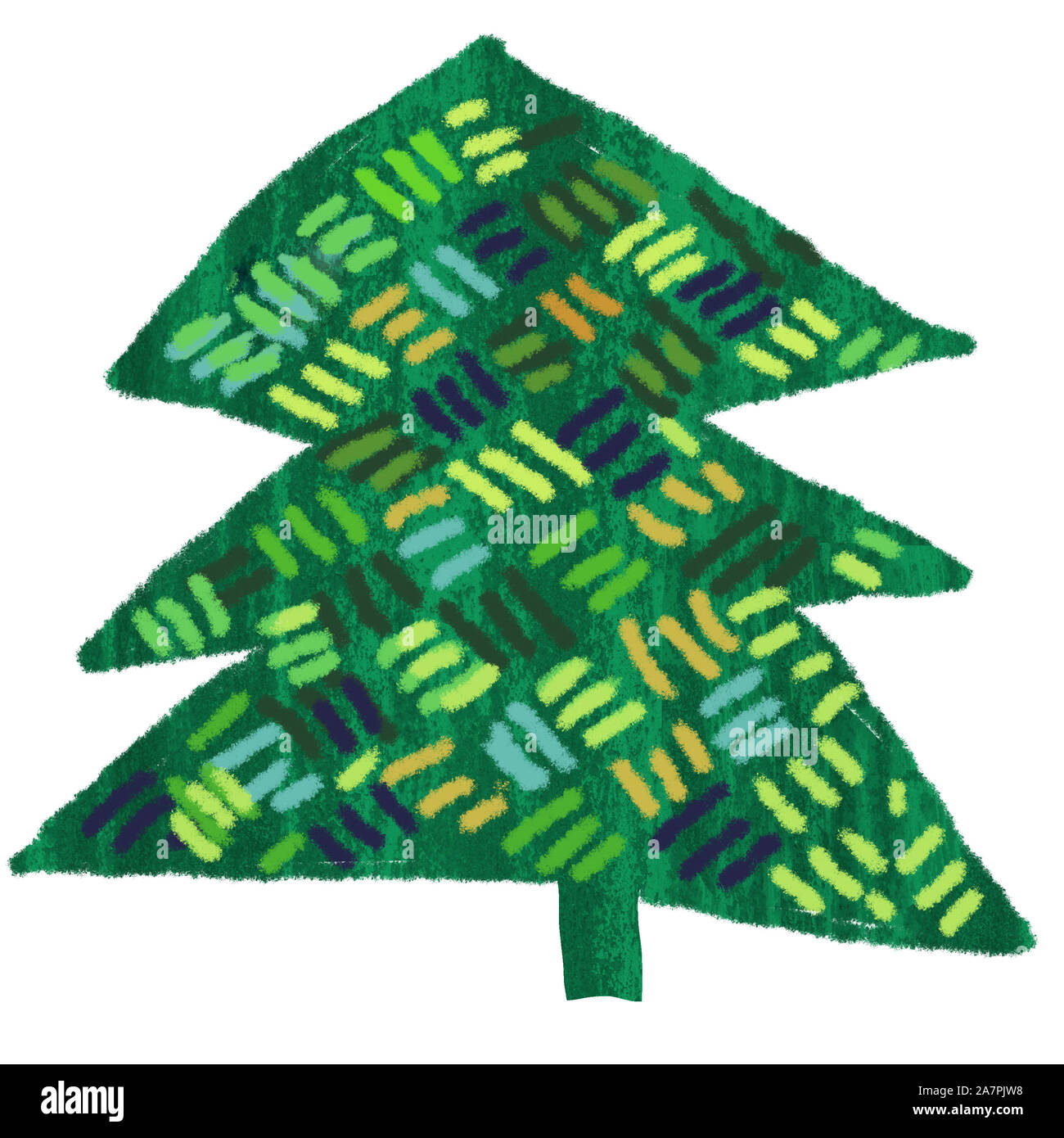 Painted Christmas tree isolated on a white backgrounds. Abstract New ...