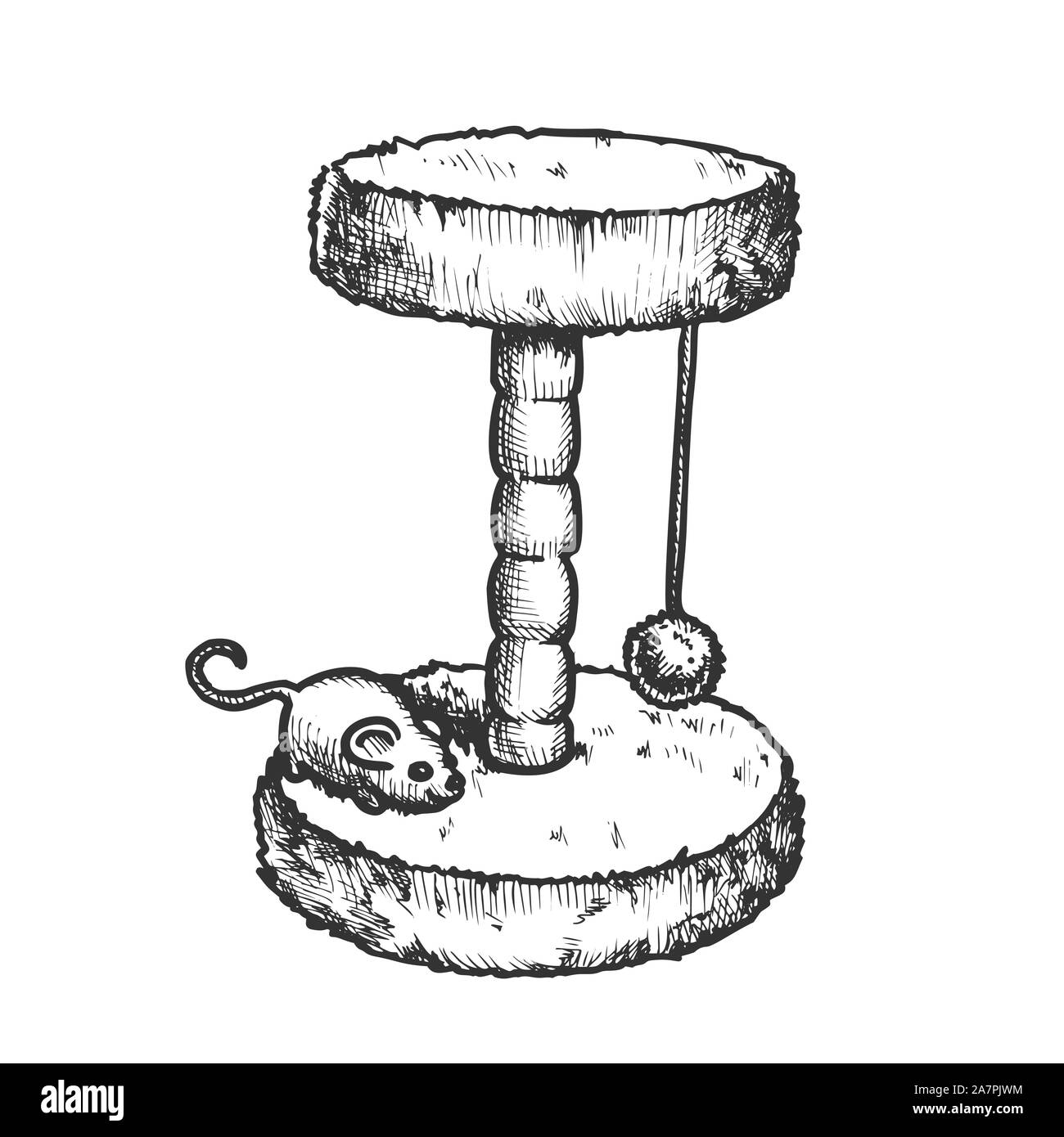 Scratcher Cat Claw Sharpener Monochrome Vector Stock Vector Image & Art