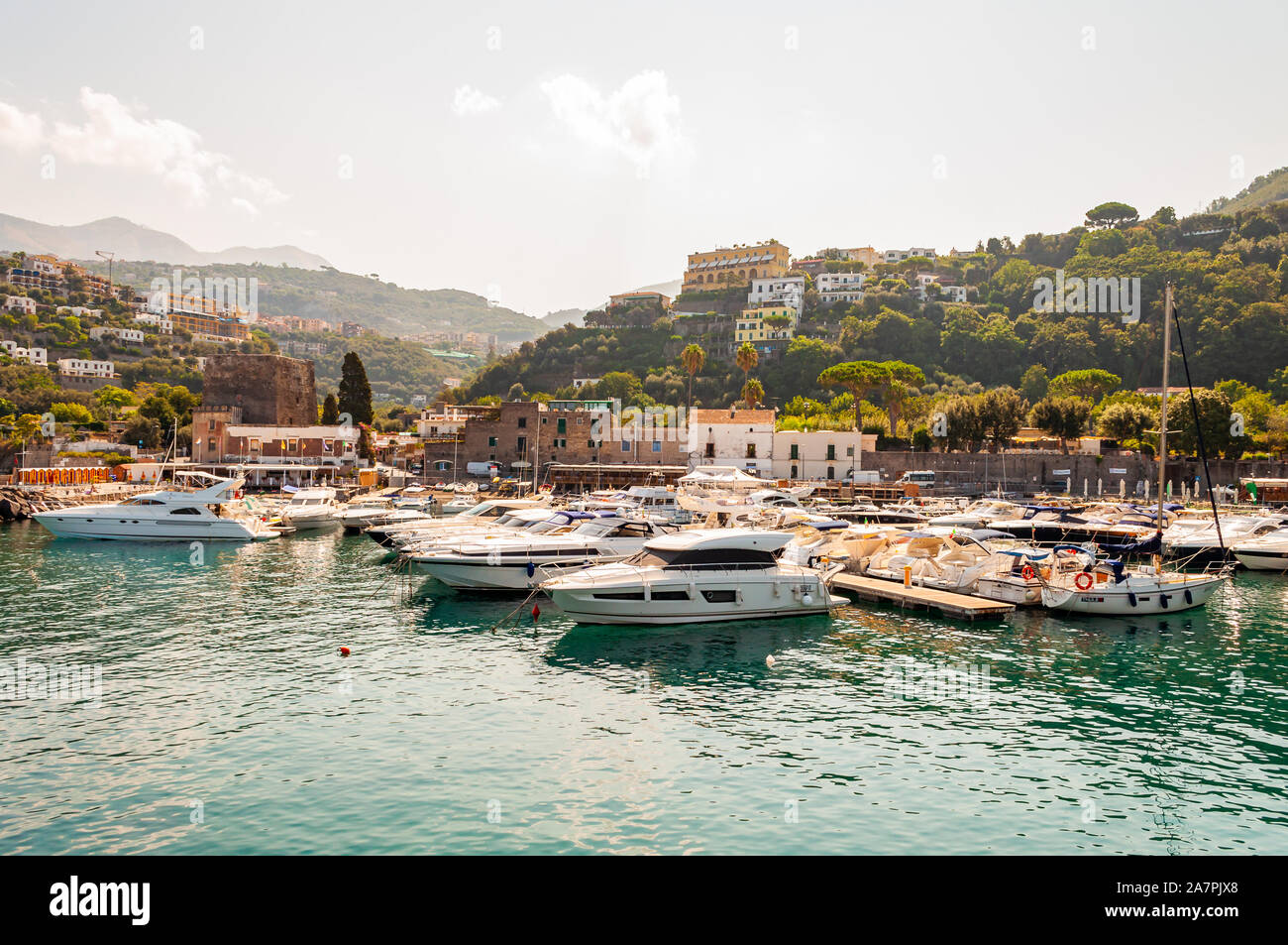 Vico Equense, Naples, Italy September 05, 2019 The port, commercials docks, urban cityscape