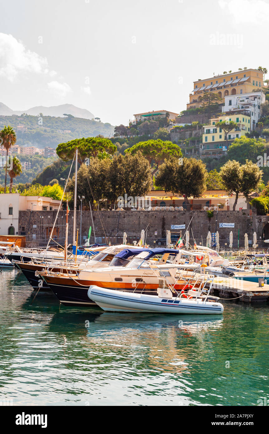 Vico Equense, Naples, Italy September 05, 2019 The port, commercials docks, urban cityscape