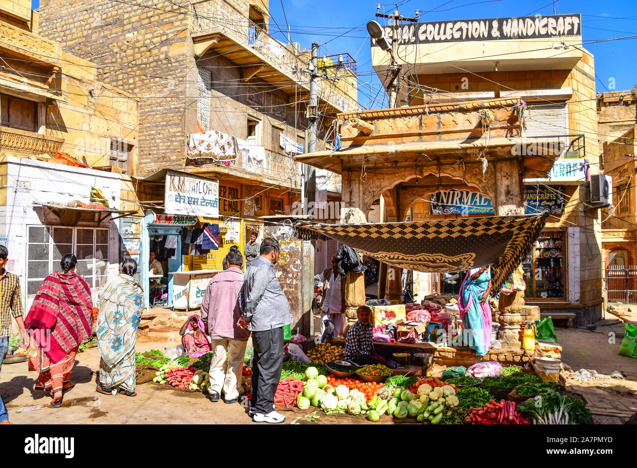 Indian Outdoor Market, Jaisalmer, Rajasthan, India Stock Photo