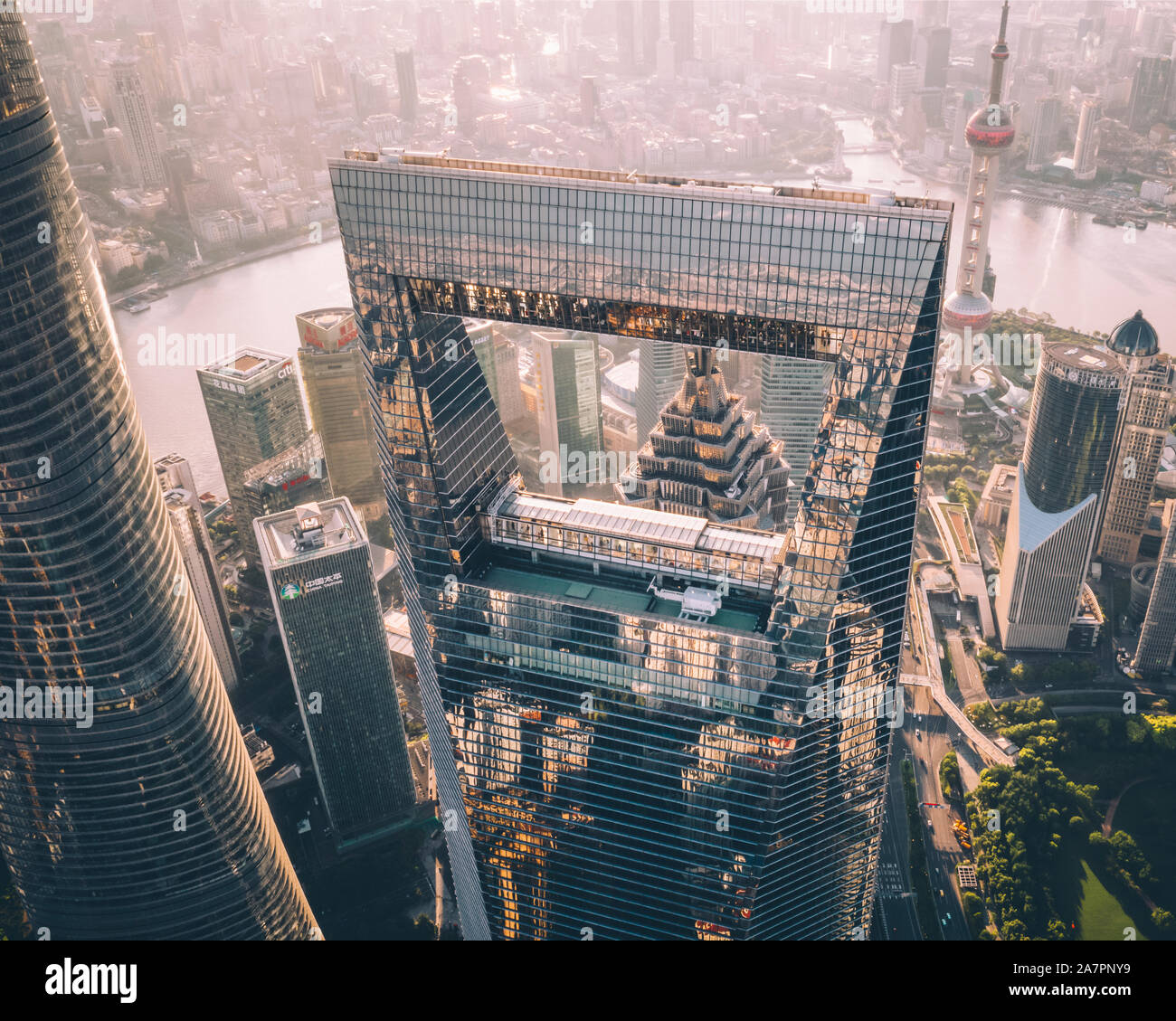 Skyline Of The Lujiazui Financial District With The Shanghai World Financial Center After The Typhoon Lekima The 9th Typhoon Of The Year In Shanghai Stock Photo Alamy