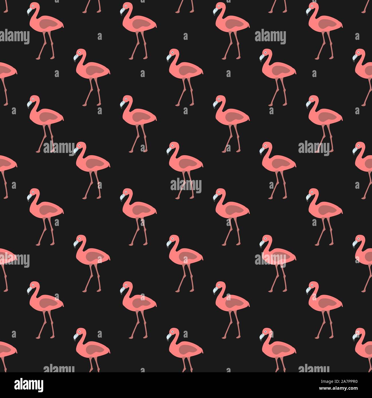 Seamless pattern with pink flamingos on white background. Vector ...