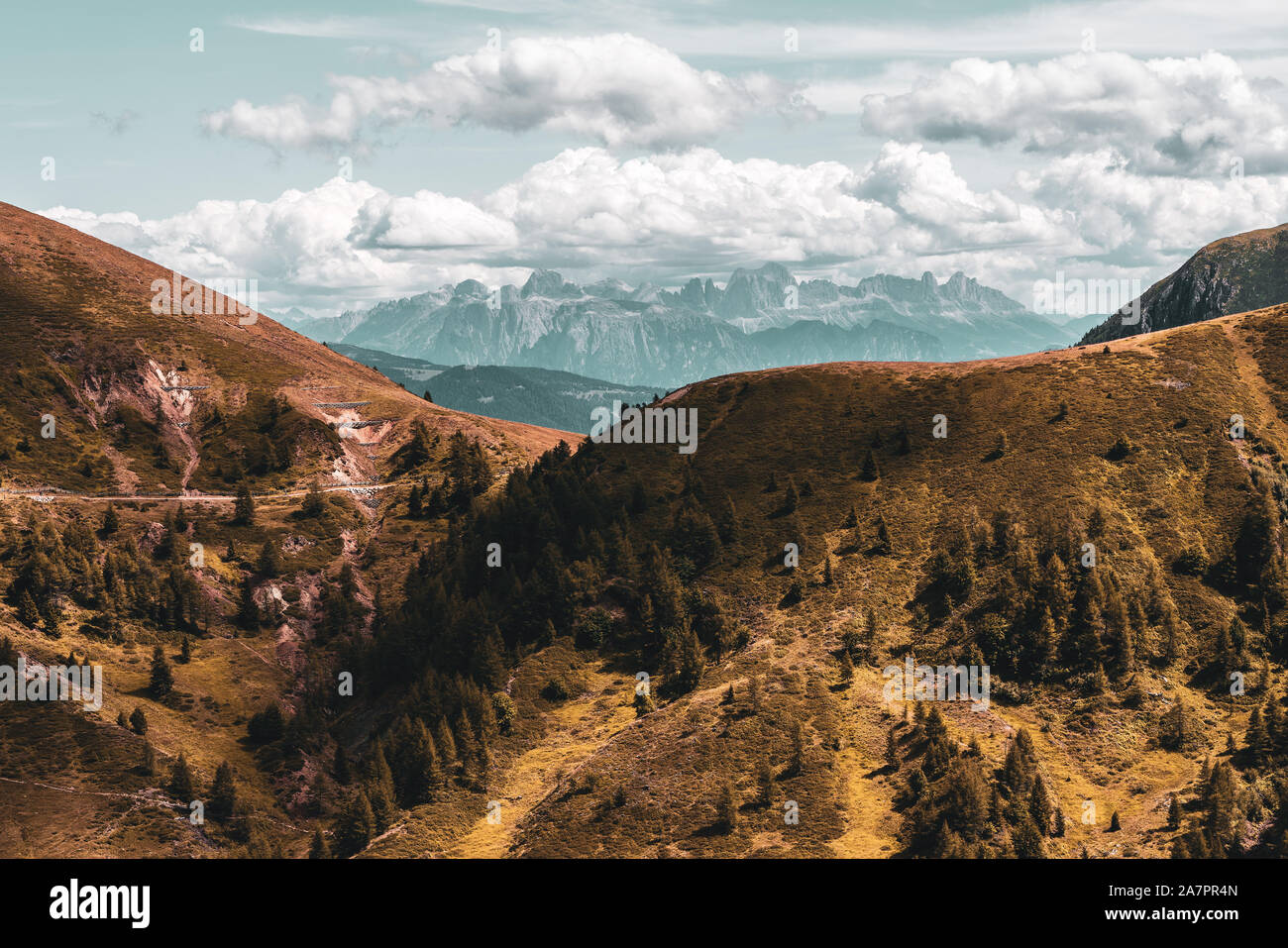 Panoramic view of the Dolomites in autumn, Merano 2000 Stock Photo