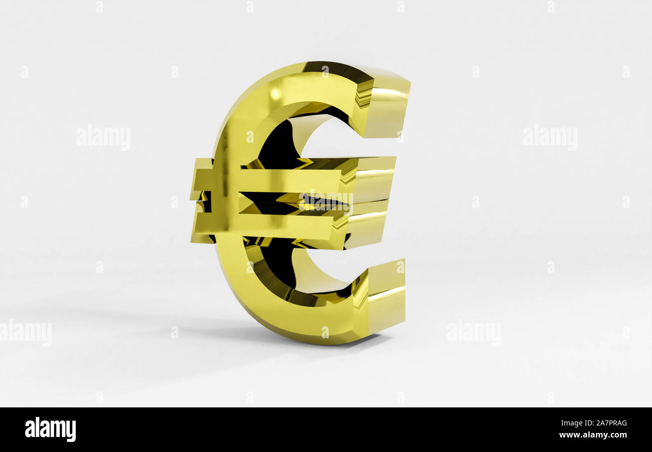 golden euro sign on white 3d render illustration Stock Photo - Alamy