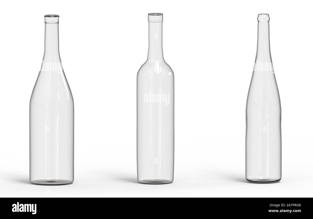 Download 3d Rendering Empty Transparent Wine Bottle Glass With Clipping Path Isolated On White Background Stock Photo Alamy