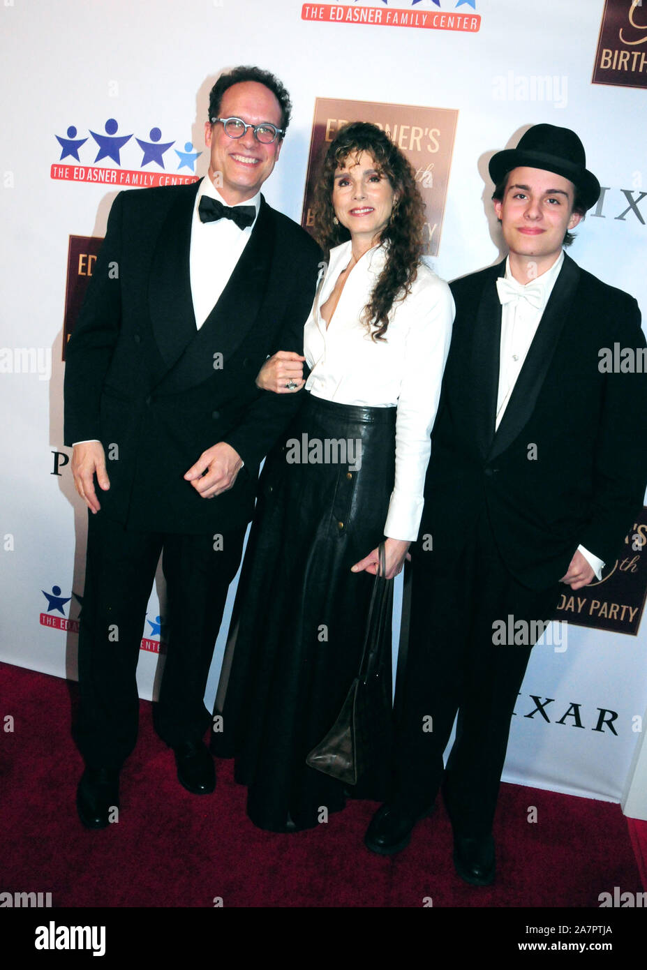 Hollywood, California, USA 3rd November 2019 Actor Diedrich Bader, wife Dulcy Rogers and son Sebastian Bader attend Ed Asner's 90th Birthday Party and Roast on November 3, 2019 at Hollywood Roosevelt Hotel in Hollywood, California, USA. Photo by Barry King/Alamy Live News Stock Photo