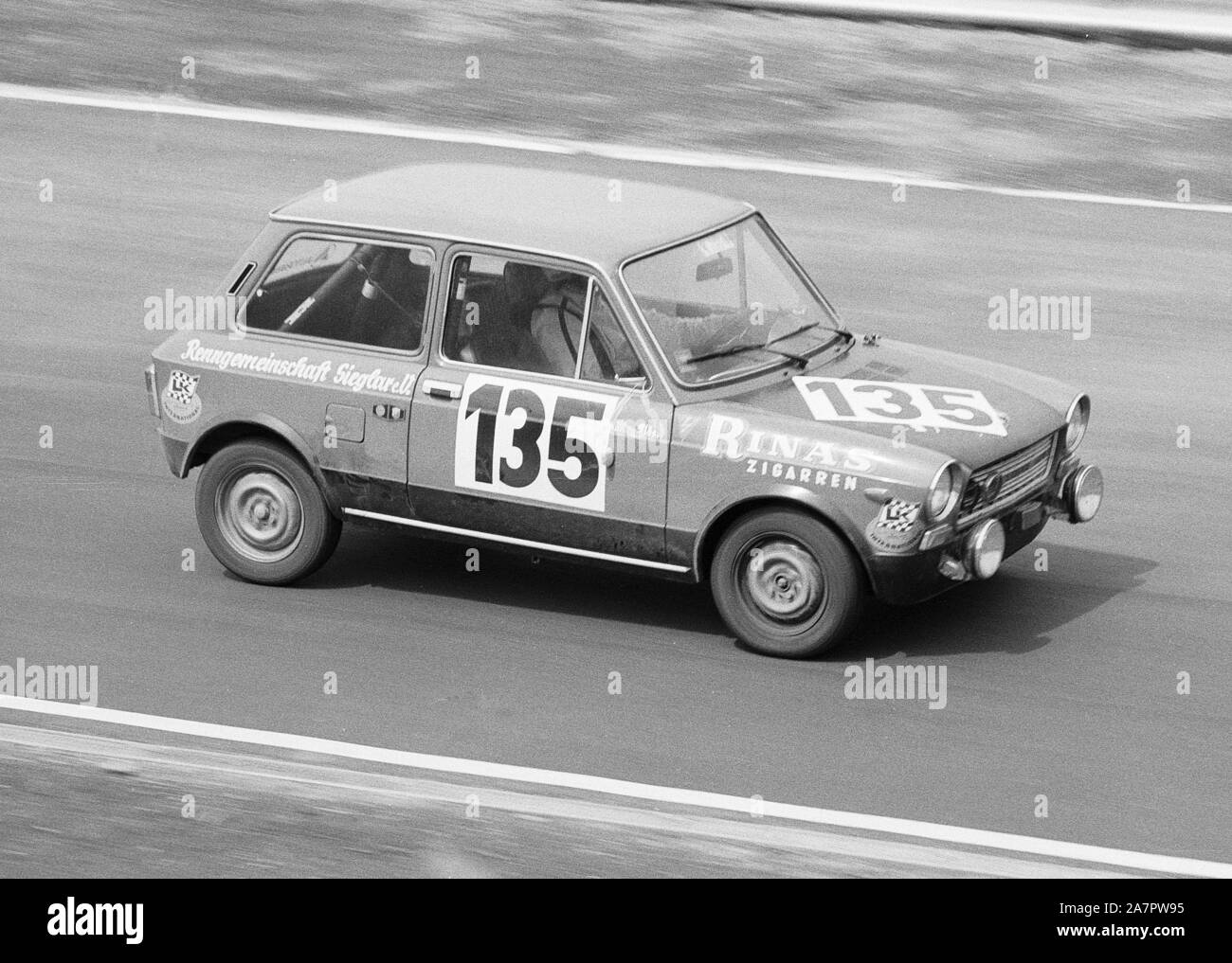 Autobianchi A112 during 1970s Touring Car Race at the Nuerburgring, Germany Stock Photo