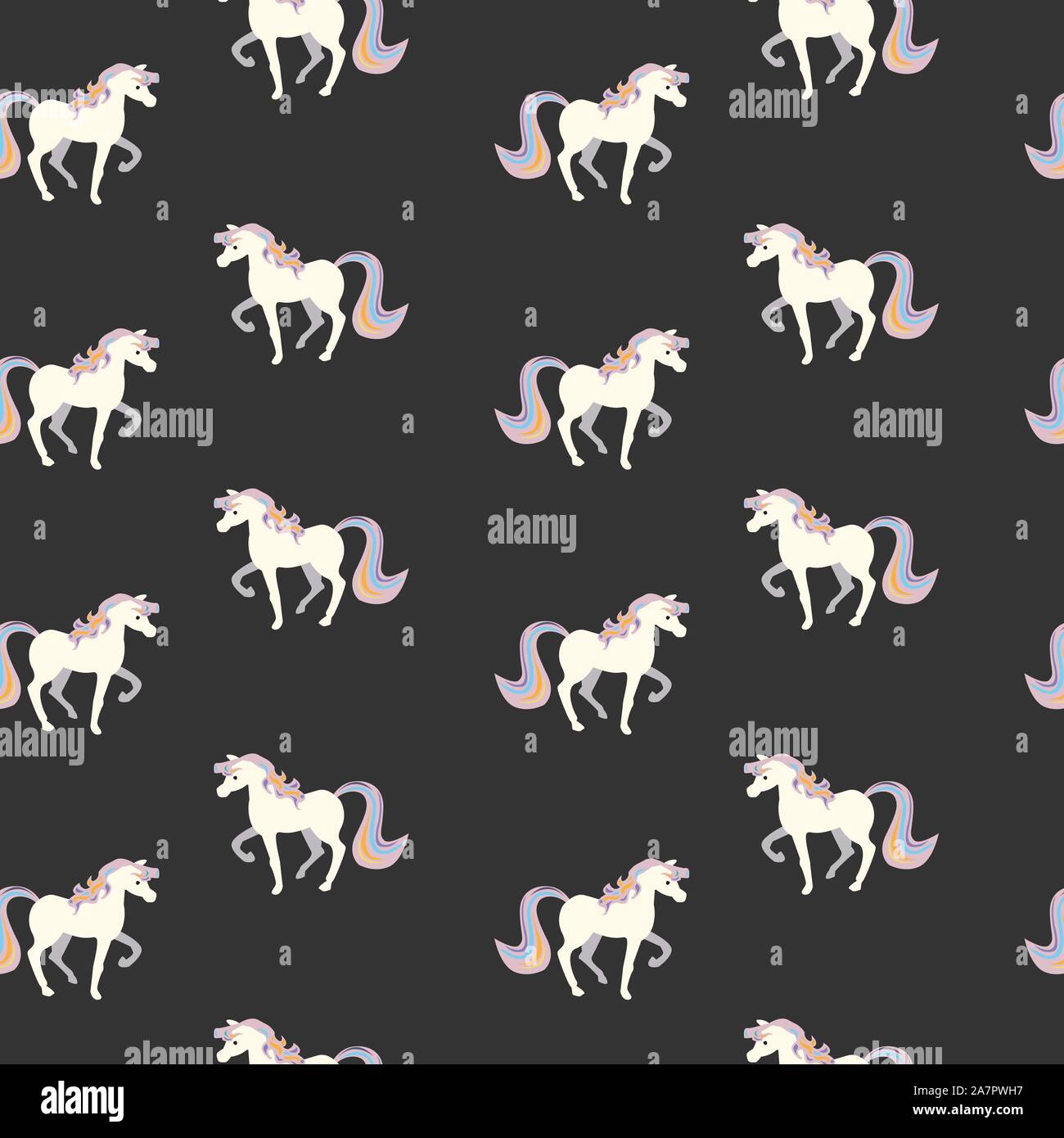 Seamless pattern with funny horses. Vector Illustration Stock Vector