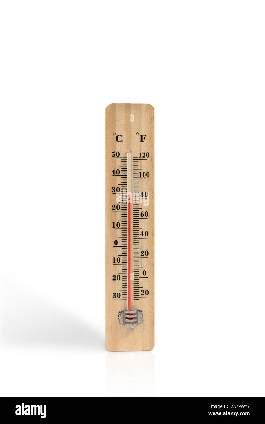 Wooden Celsius and Fahrenheit Scale Thermometer Isolated on a White  Background. Ambient Temperature Minus 10 Stock Photo - Image of room,  equipment: 281152292