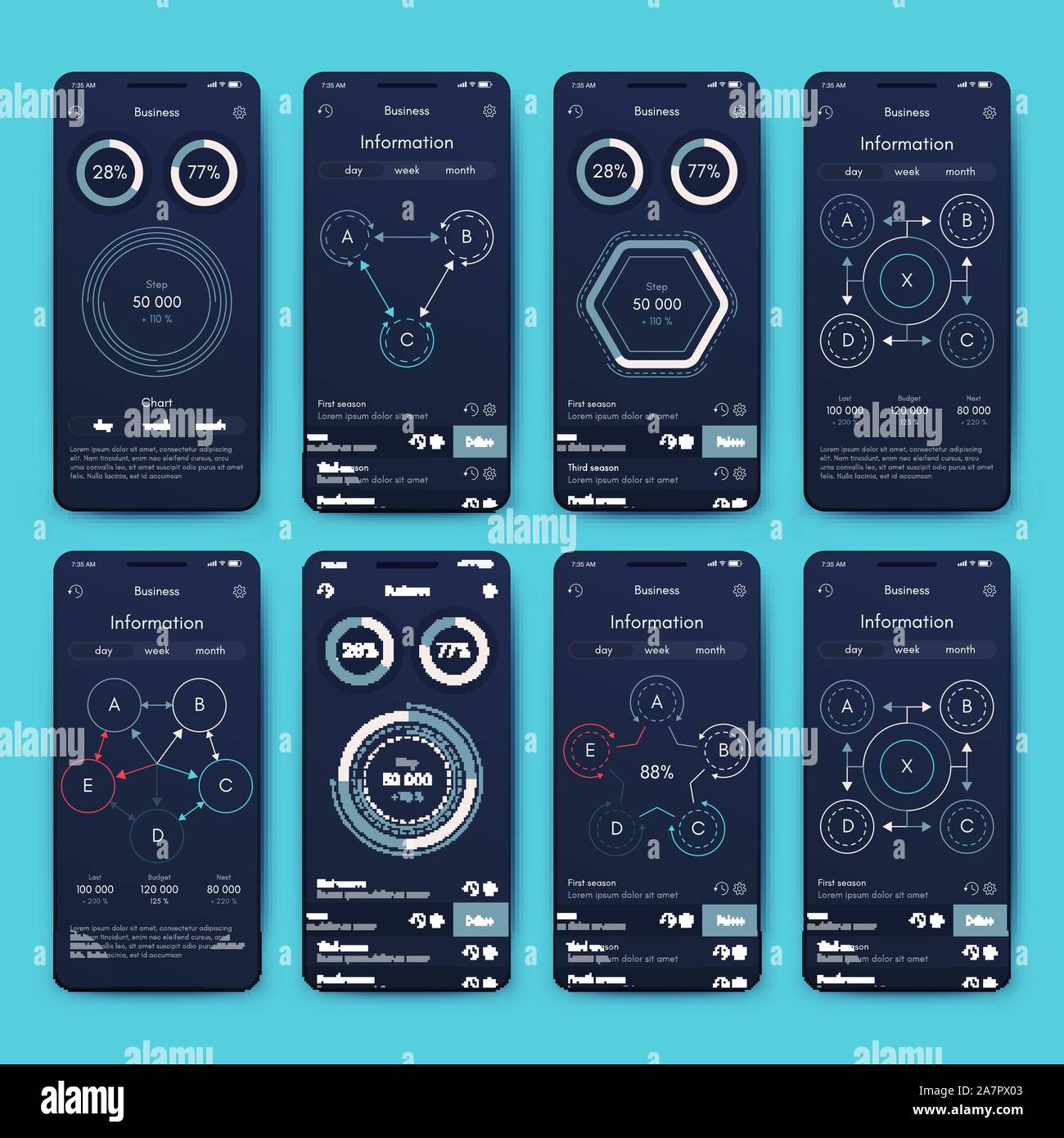 Different UI, UX, GUI screens and flat web icons for mobile apps ...