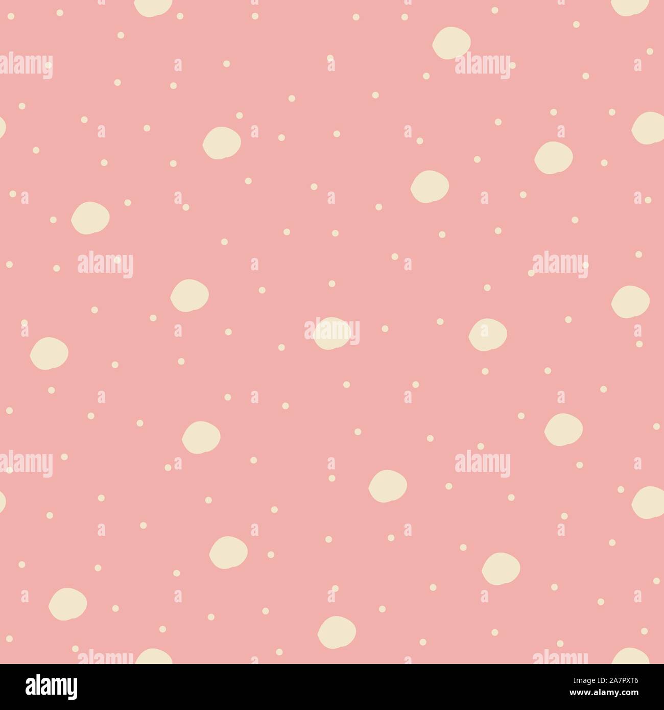 Seamless Pattern with big bubbles and dots on pink background. Vector Illustration Stock Vector