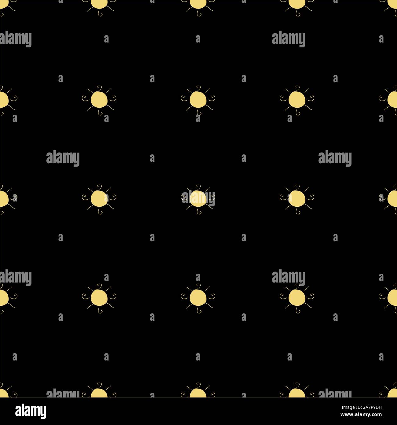 Seamless pattern with suns on dark blue background. Vector Illustration Stock Vector