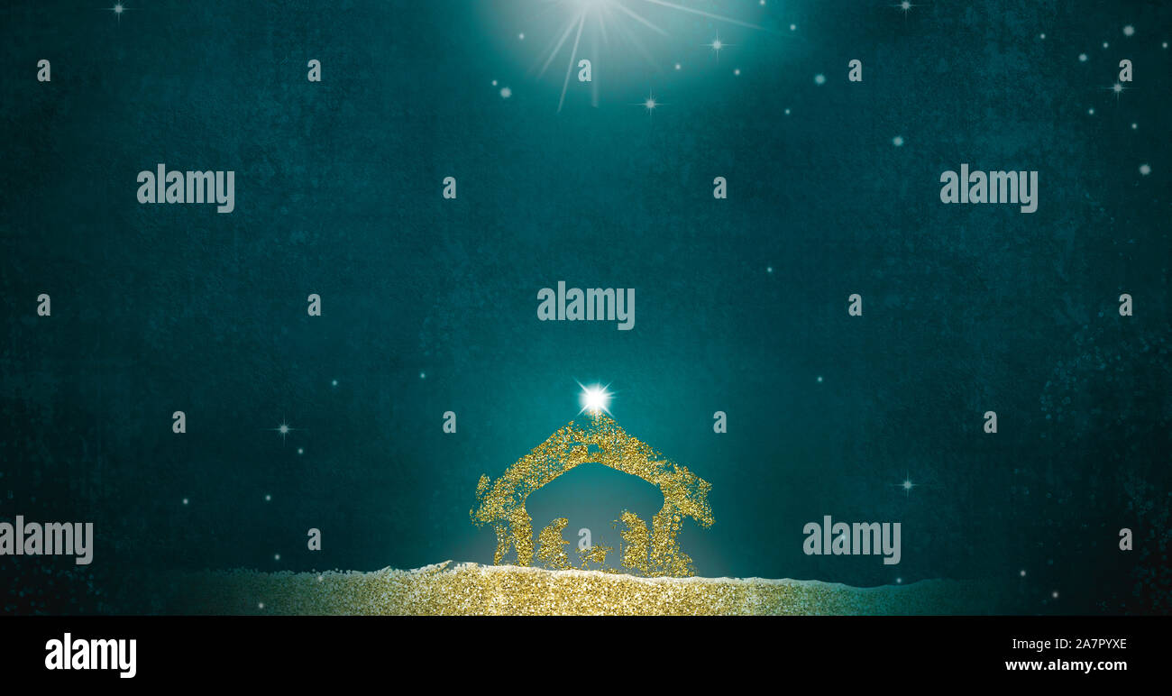 Christmas Nativity Scene greetings cards, abstract simple freehand ...