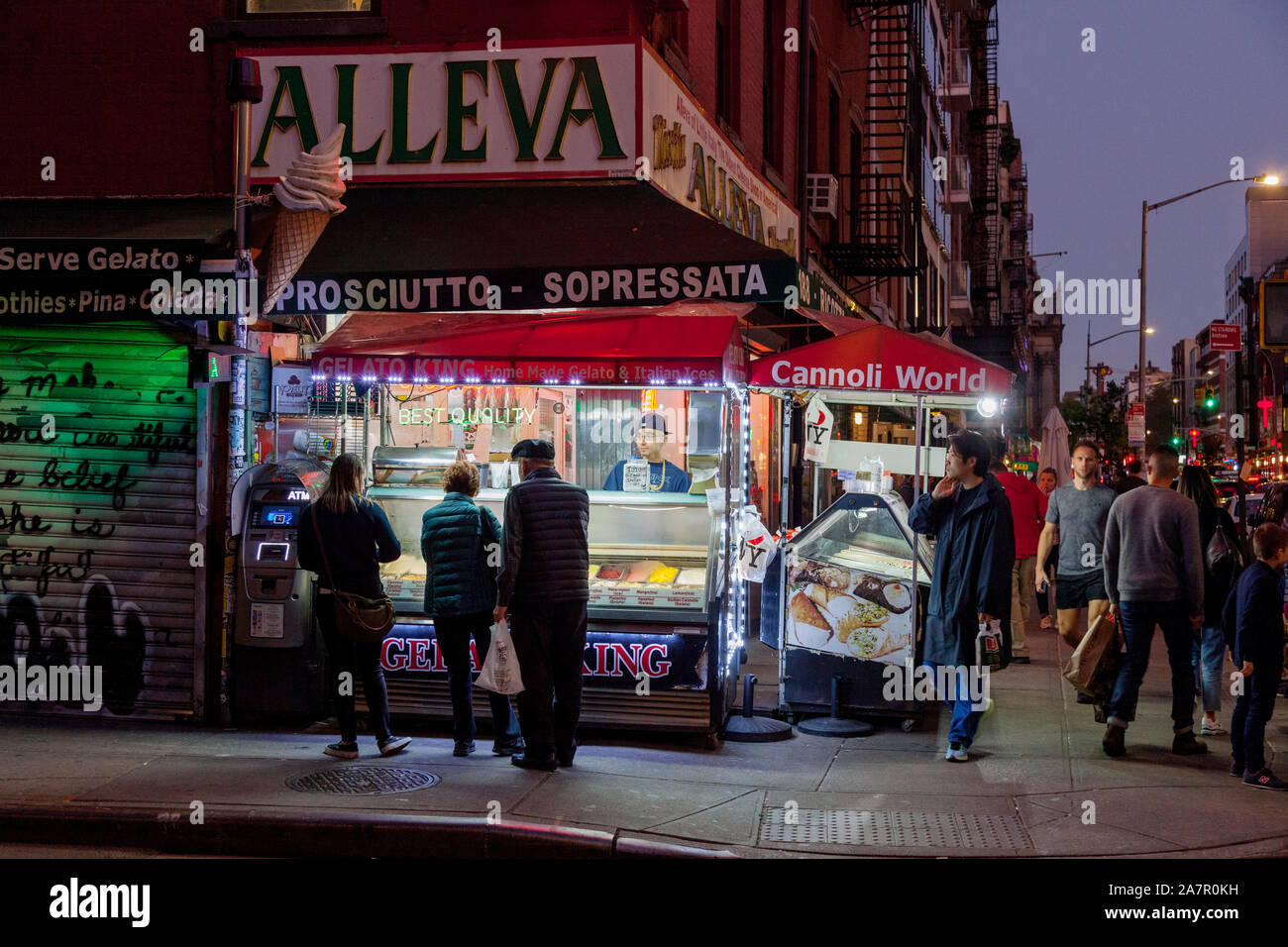 Alleva Italian Dairy at Grand and Mulberry Streets, Manhattan, New York, NY, United States of America. Stock Photo