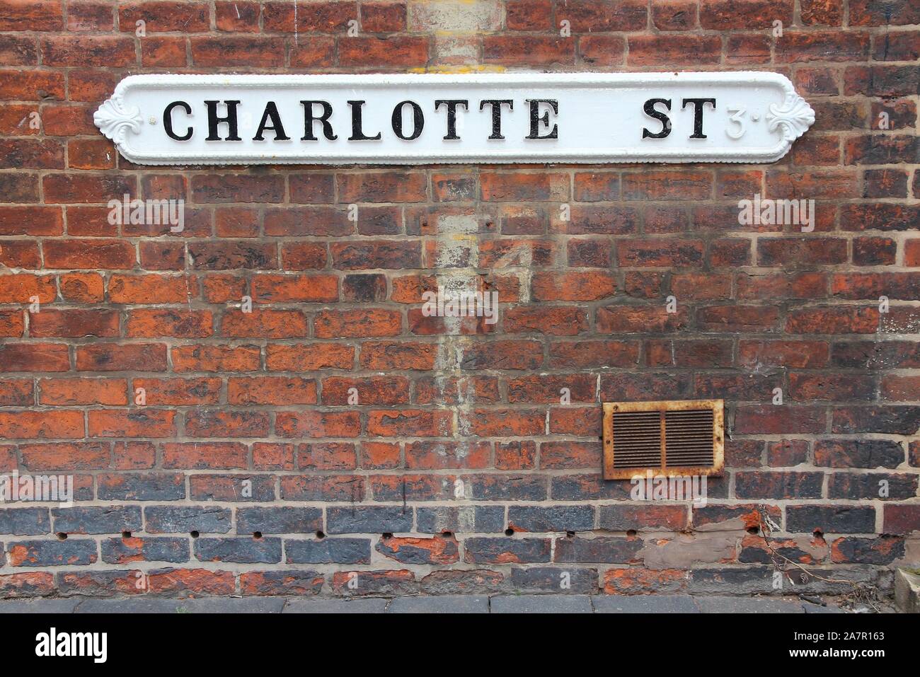 Birmingham - Charlotte street sign. West Midlands, England. Stock Photo