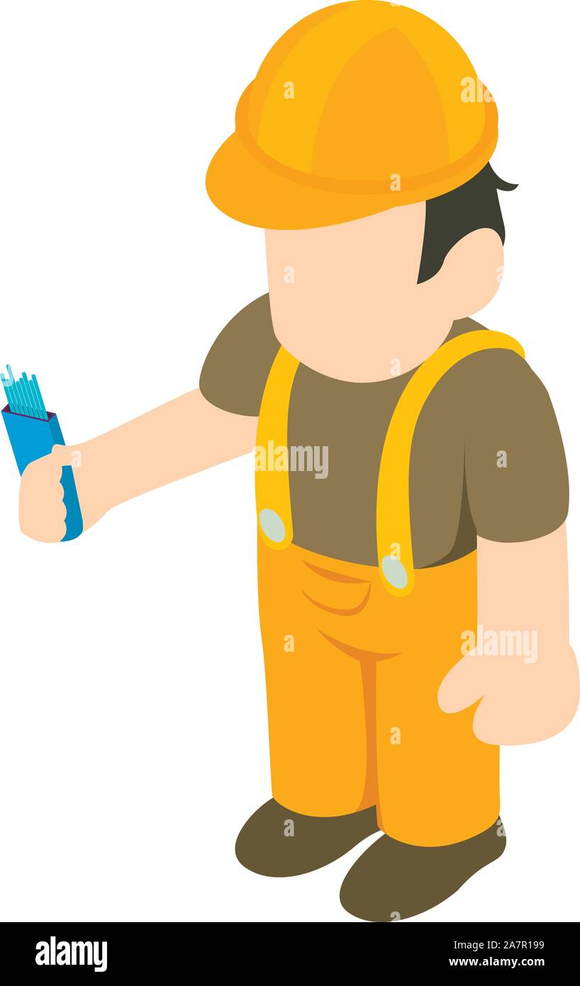 Electrician icon, isometric style Stock Vector