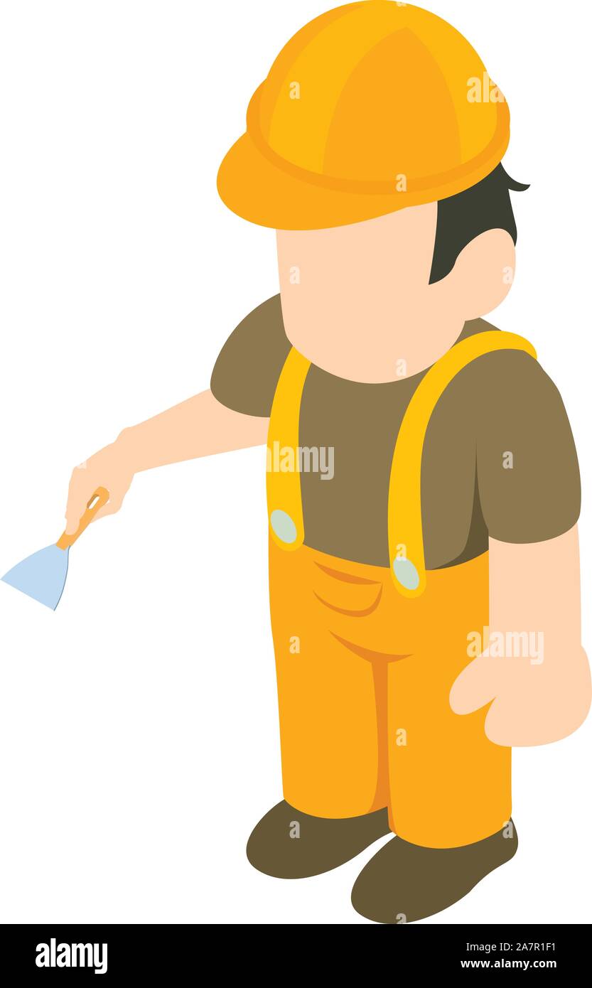 Plasterer icon, isometric style Stock Vector