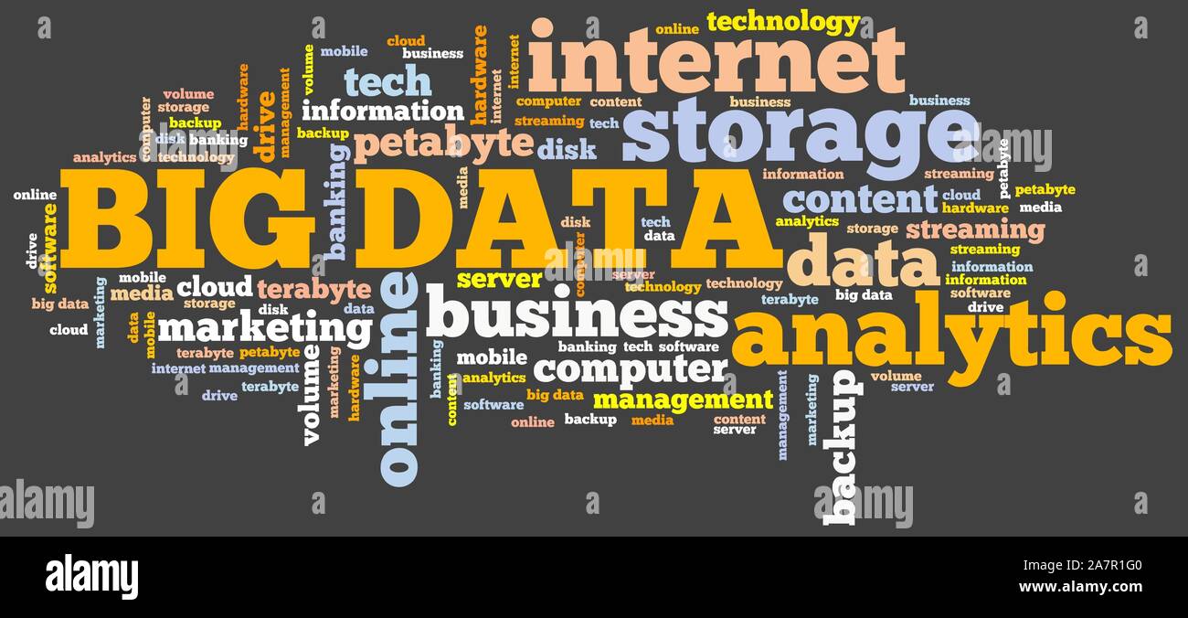 Big data - market information analytics concept. Word cloud Stock Photo ...