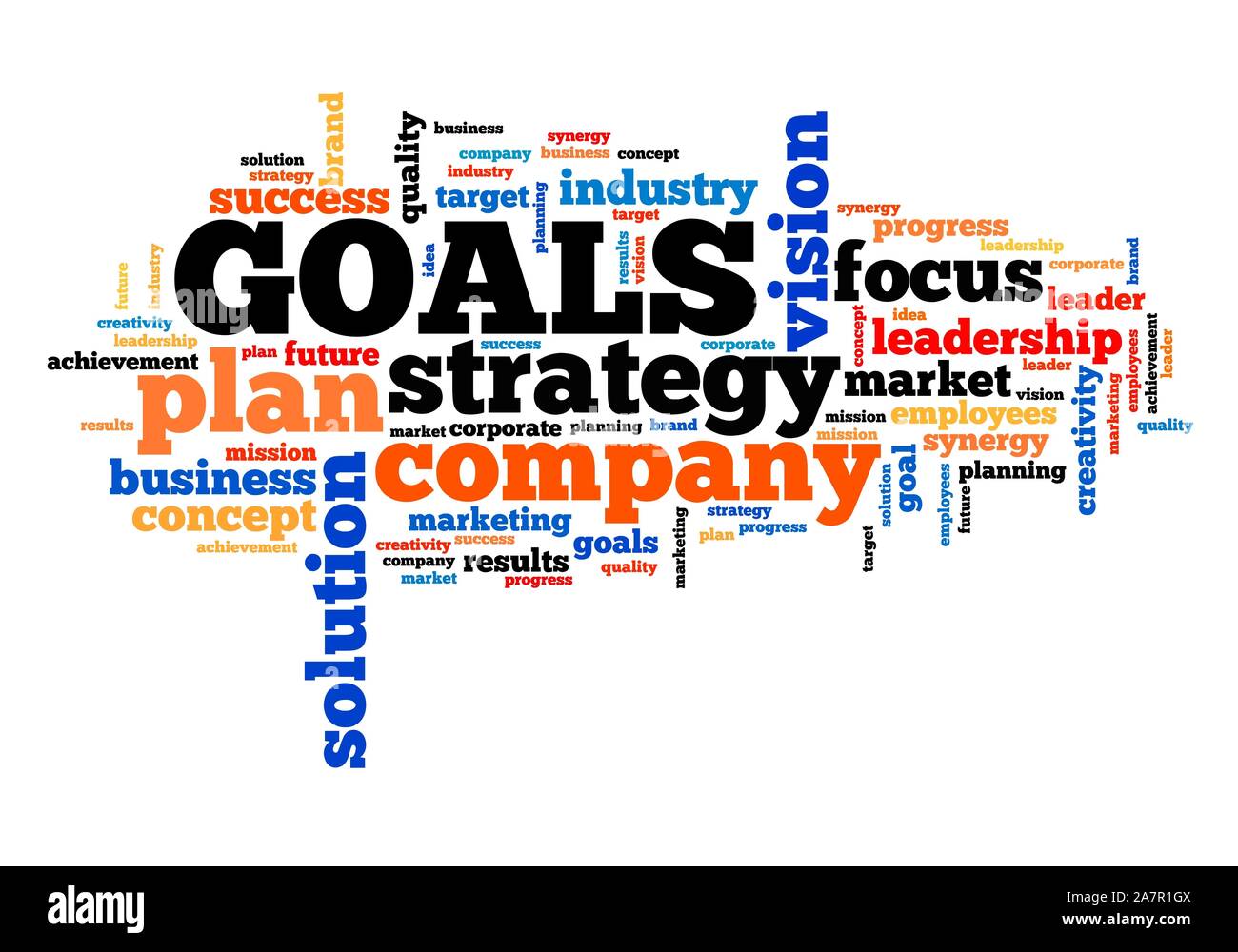 goals-in-business-plan-company-strategy-word-cloud-sign-stock-photo