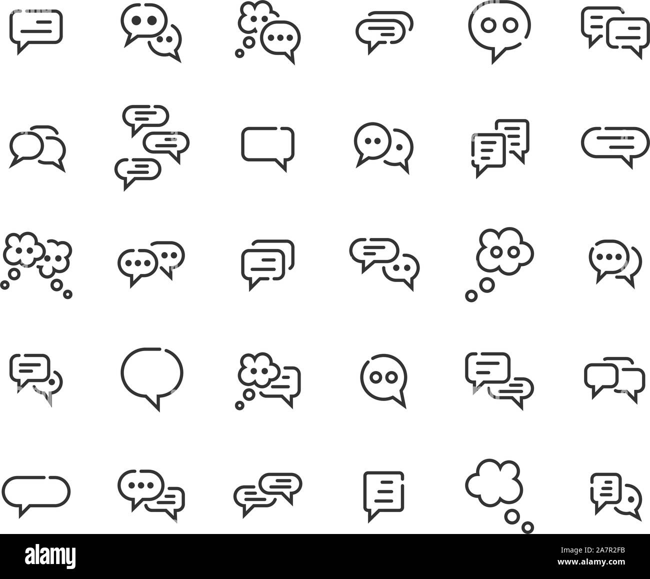 Speech Bubble outline icon set. Vector and Illustration Stock Vector ...