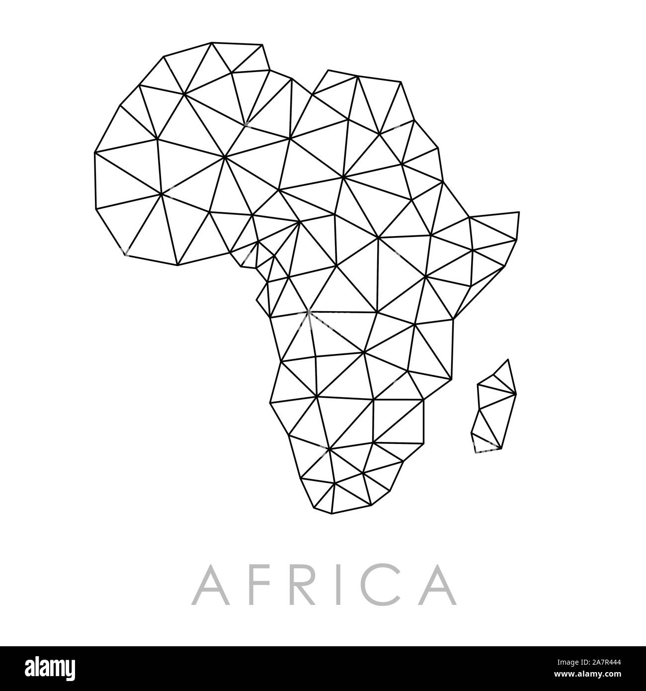 Africa geometric map - modern style low poly triangles vector. Stock Vector