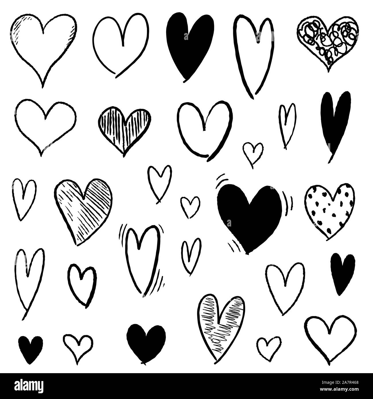 Heart icon set - doodle vector heart shapes collection Stock Vector ...