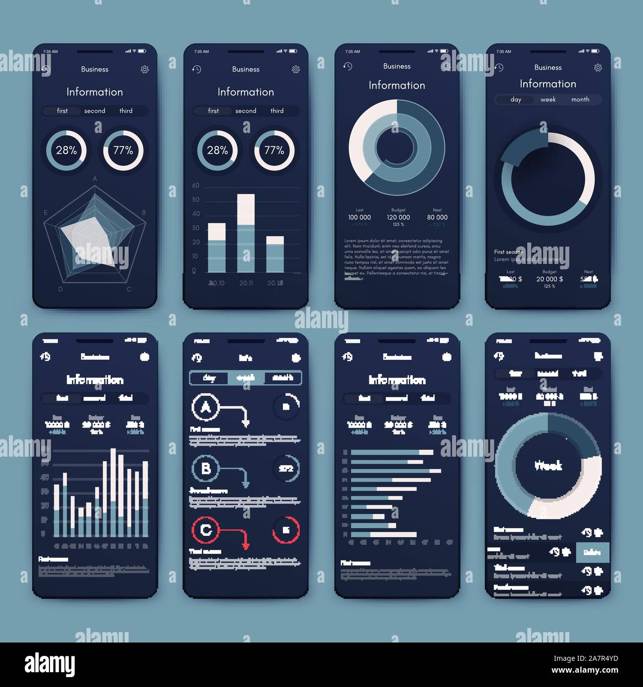 Different UI, UX, GUI screens and flat web icons for mobile apps ...