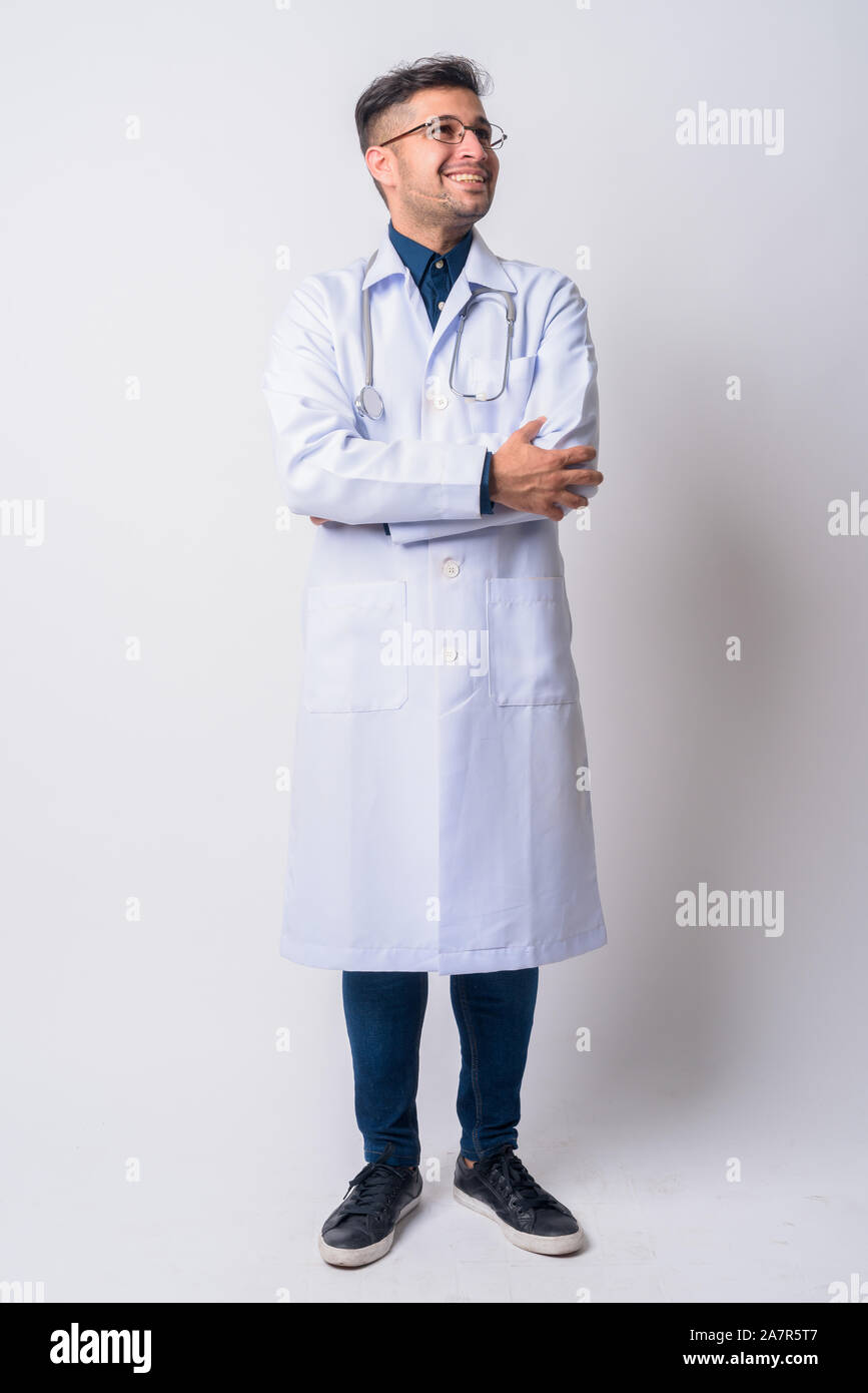 Happy persian man doctor thinking hi-res stock photography and images ...