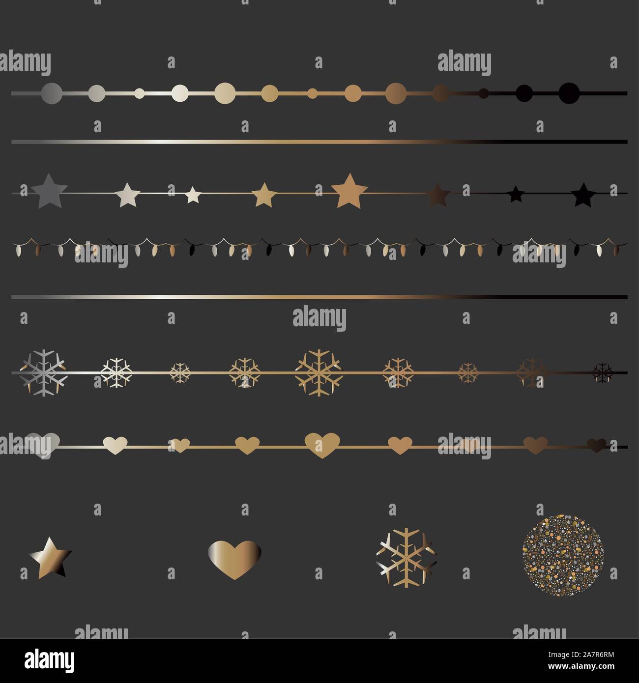 Set of golden elements for borders and cards. Golden Collection. Vector ...