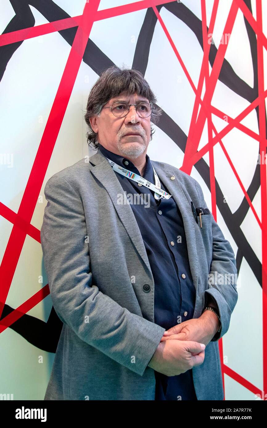 Chilean writer, film director, journalist and political activist Luis Sepúlveda at Salone internazionale del Libro di Torino 2019 - Turin Internationa Stock Photo