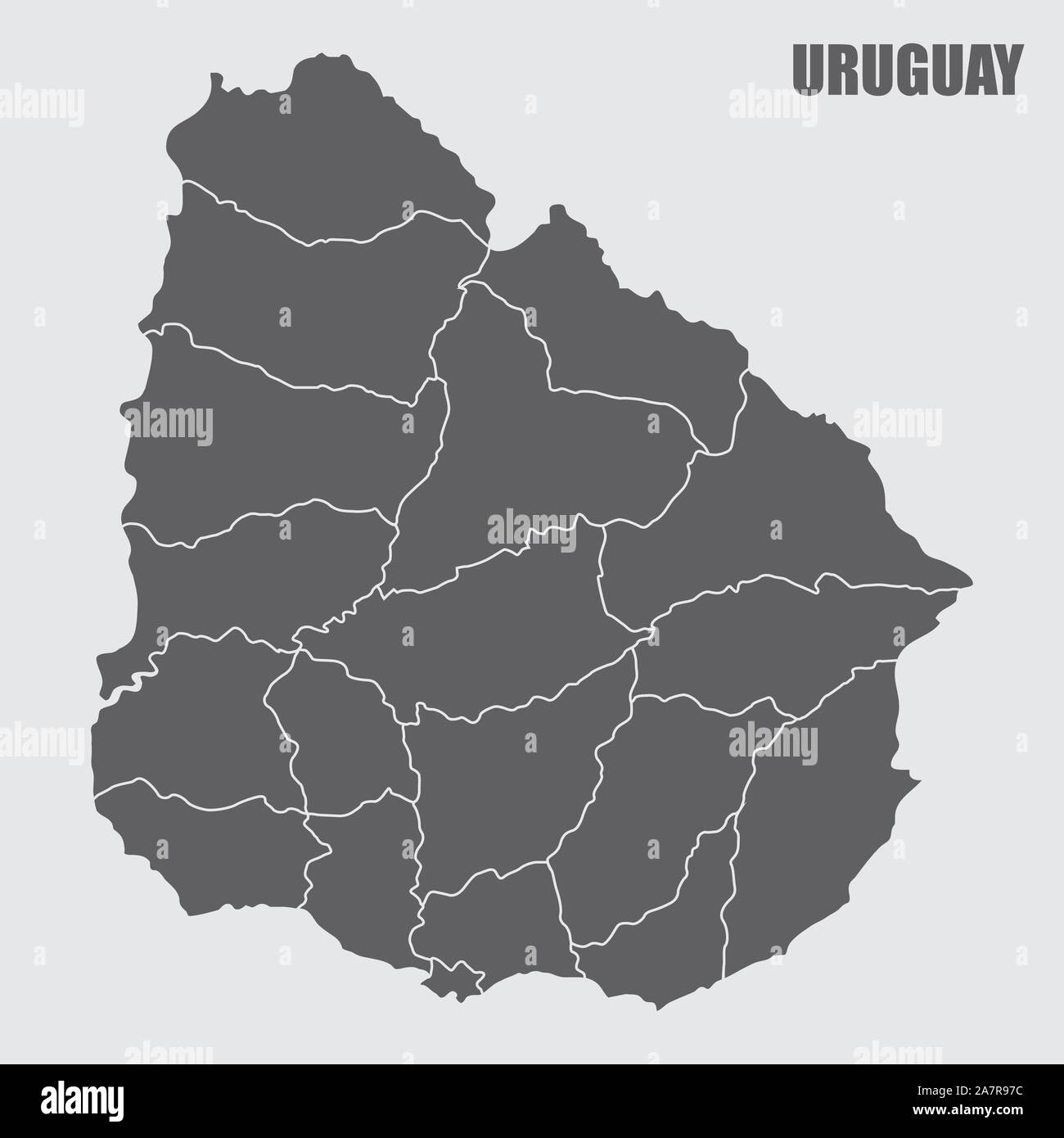 Uruguay regions map Stock Vector
