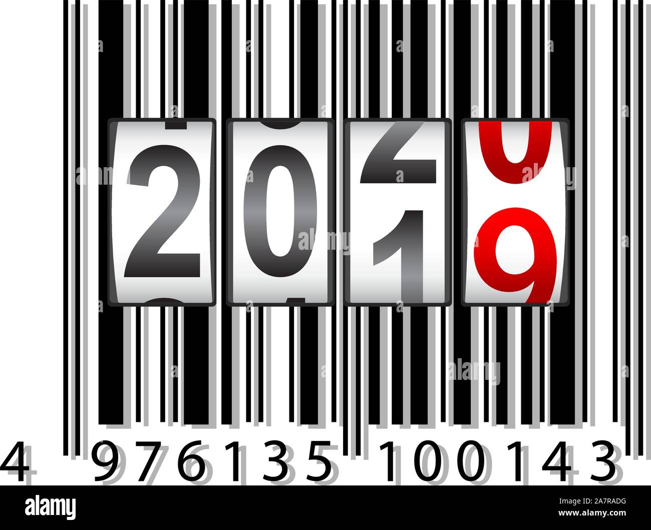 2020 New Year counter, barcode calendar illustration Stock Vector Image