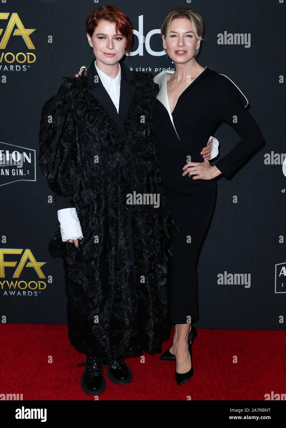 Beverly Hills, United States. 03rd Nov, 2019.Singer Jessie Buckley and actress Renee Zellweger arrive at the 23rd Annual Hollywood Film Awards held at The Beverly Hilton Hotel on November 3, 2019 in Beverly Hills, Los Angeles, California, United States. (Photo by Xavier Collin/Image Press Agency) Stock Photo