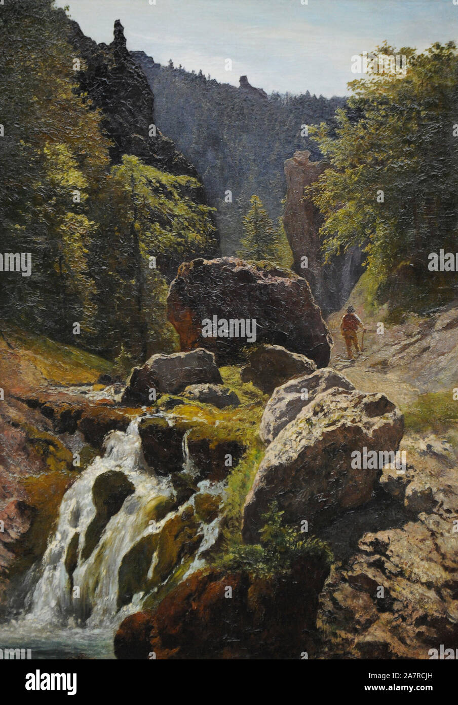 Waterfall painting 19th century hi-res stock photography and
