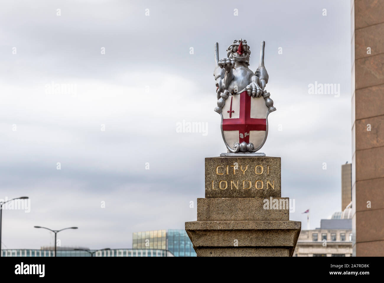 City of London statue. These small statues are placed at all entrances