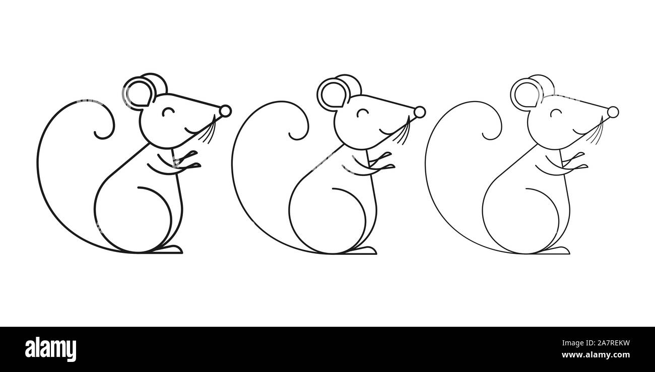 Black Rat With Smile Symbol Set For Chinese New Year 2020 Rat