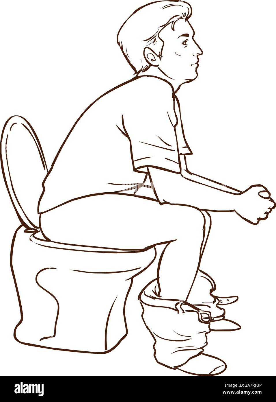 Man sitting on toilet vector illustration Stock Vector