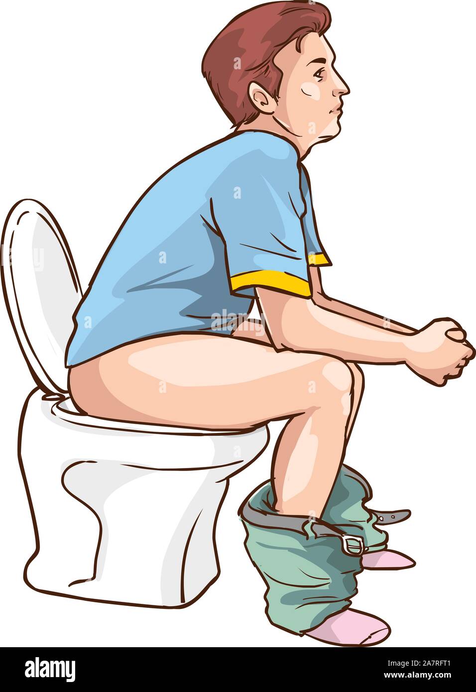 Man sitting on toilet vector illustration Stock Vector