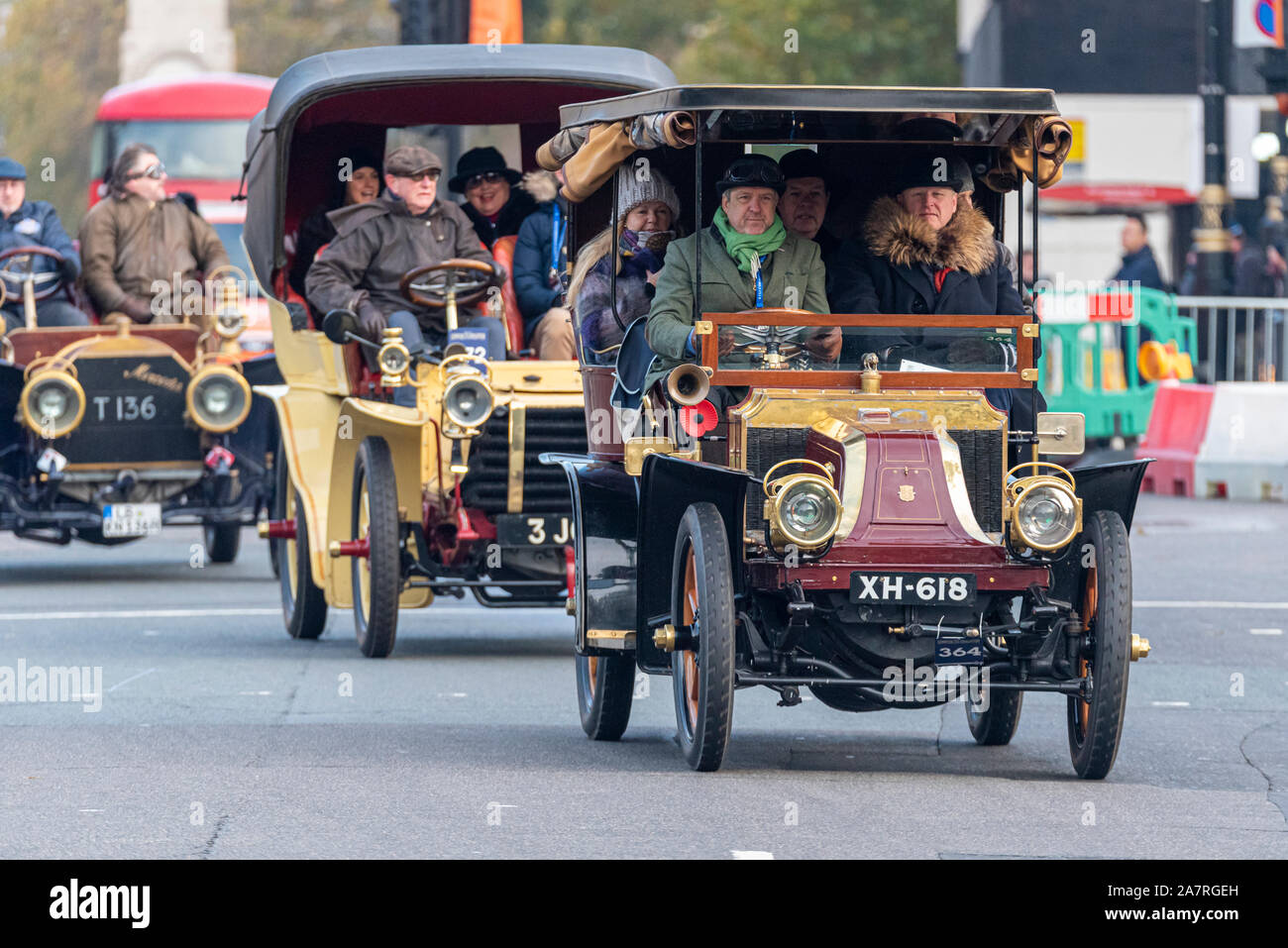 1904 Renault vintage car being driven through Westminster at the start of the London to Brighton veteran car run in November 2019. Cars Stock Photo