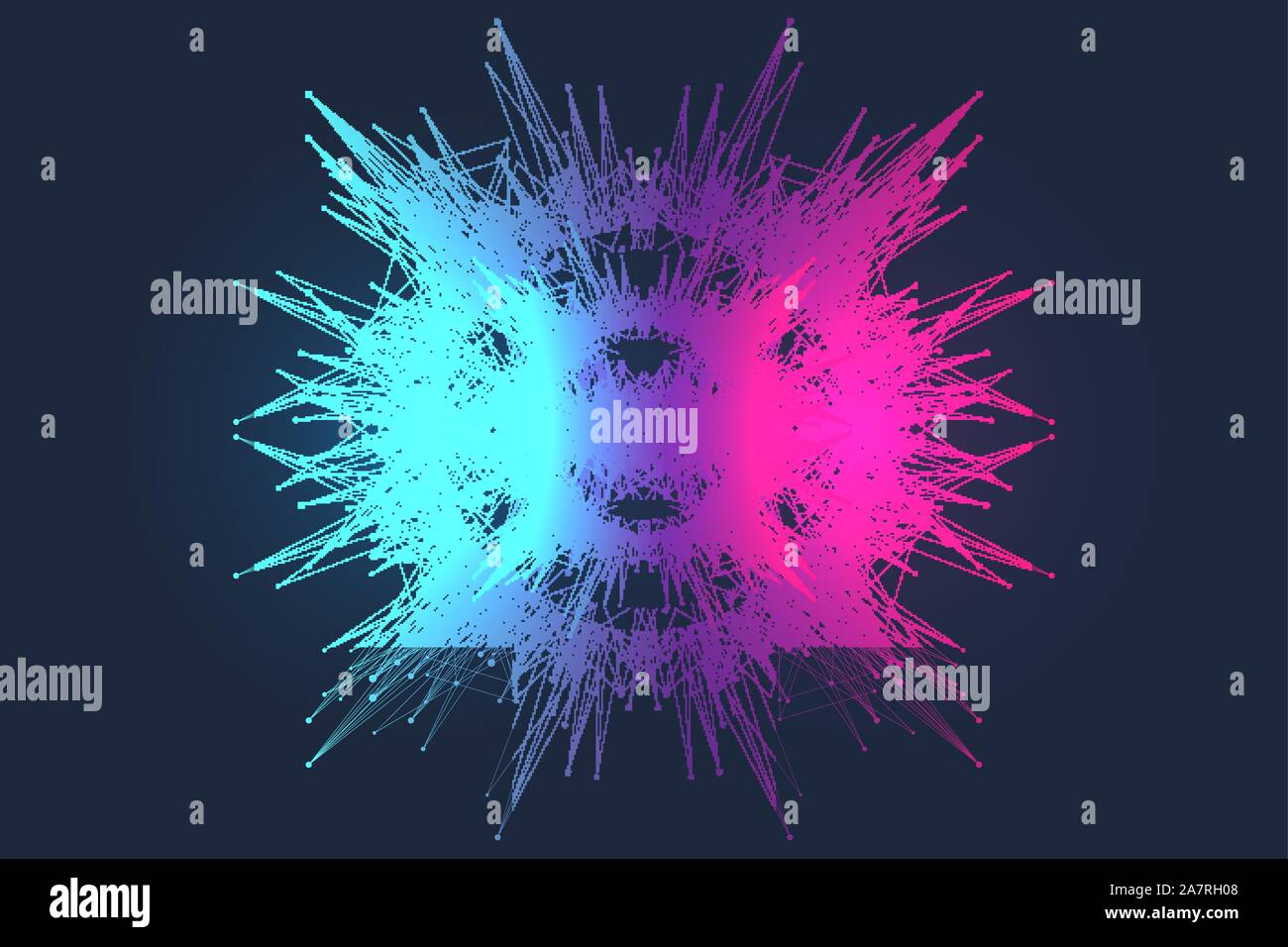 Quantum computer technology concept. Deep learning artificial intelligence. Big data algorithms visualization for business, science, technology. Waves Stock Vector