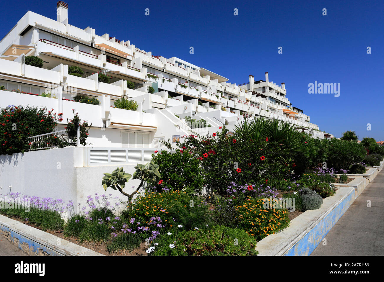 View of Hotels in Vilamoura town, Algarve, Southern Portugal, Europe Stock Photo