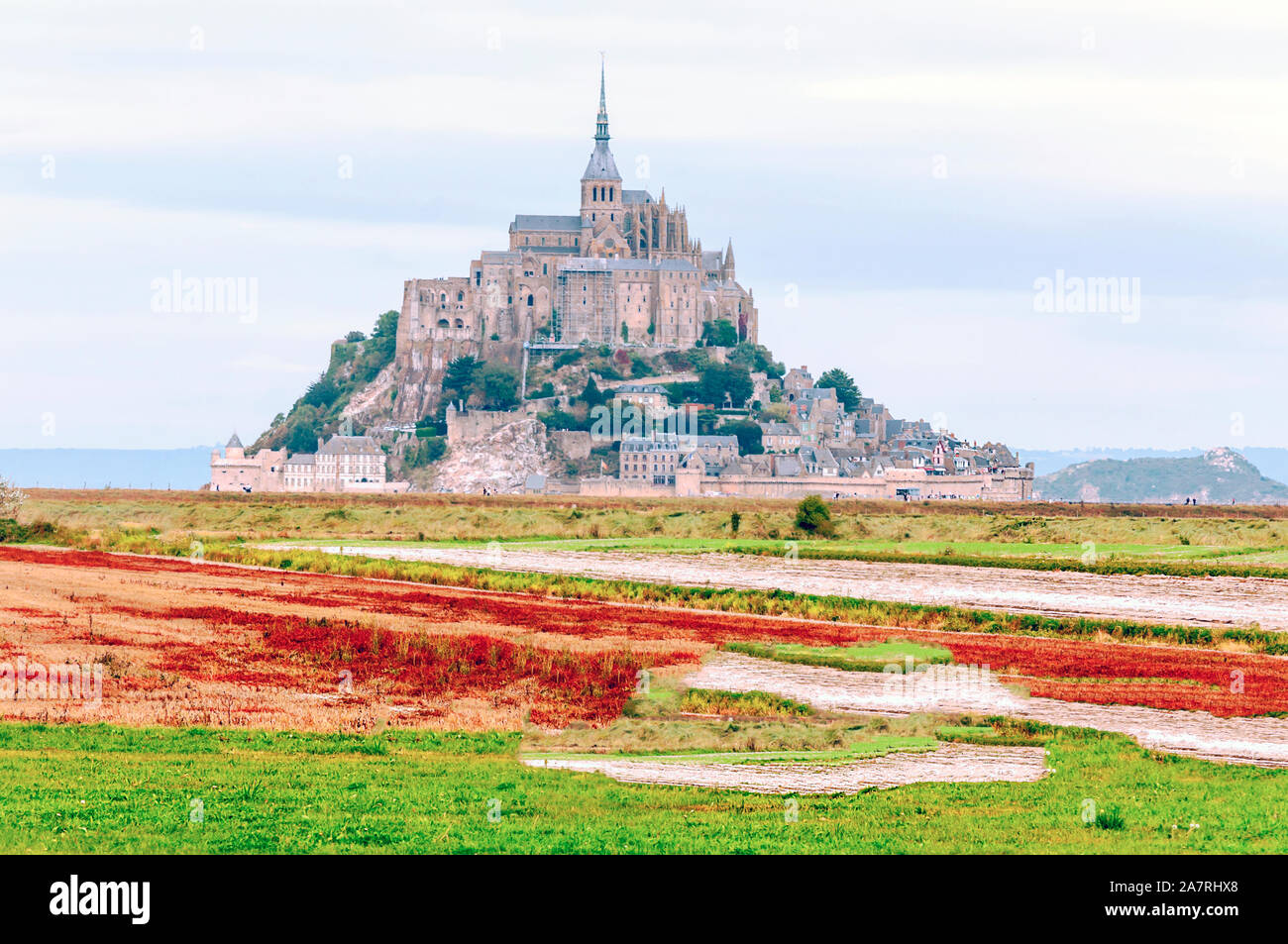 Monte Sant Michael in the Normandy region in the French Brittany on a cloudy day Stock Photo