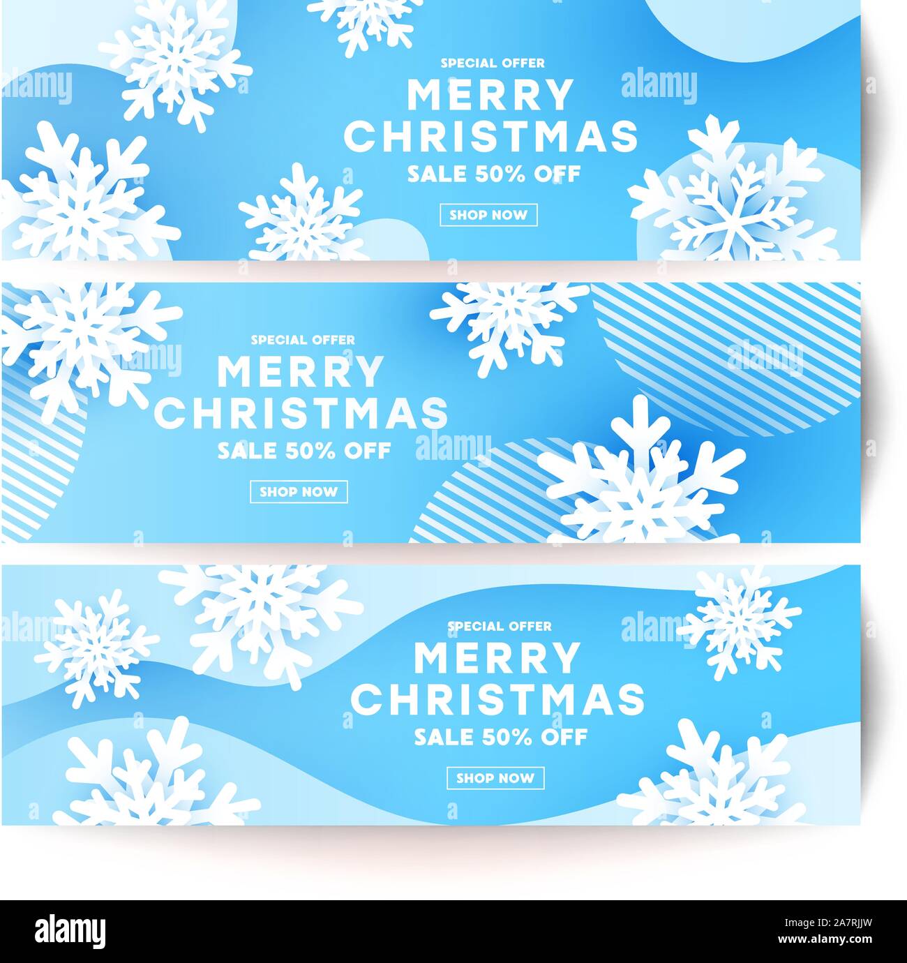 Minimalism Merry Christmas banner set with white snowflake and shadow shape  decor on a blue plain background with place for your text Stock Vector  Image & Art - Alamy