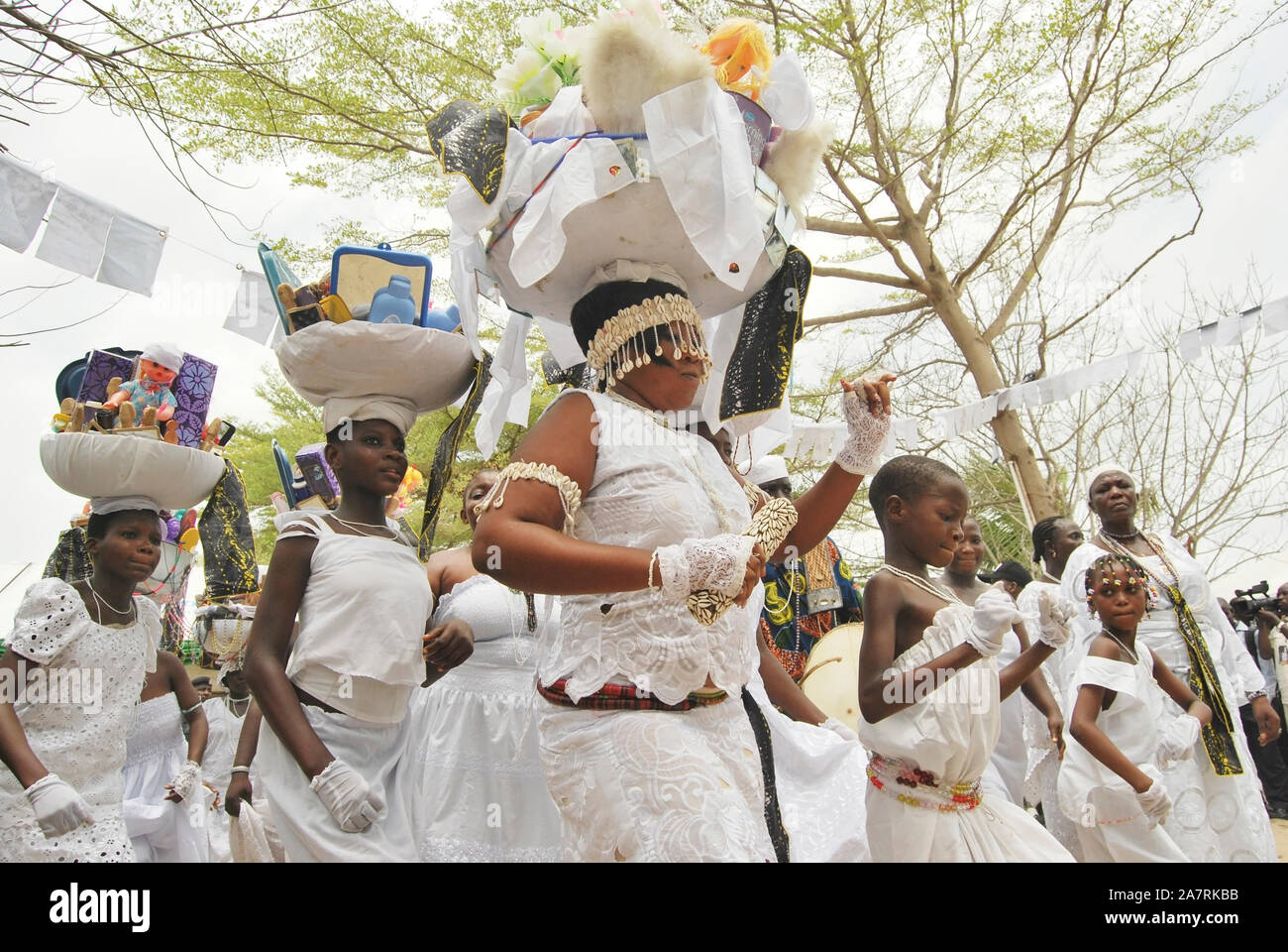 Osun devotee performing at the Annual Black Heritage Festival, Badagry Lagos, Nigeria. Stock Photo