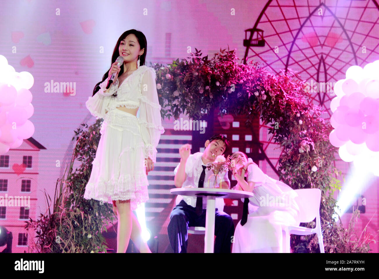 Chinese actress Zheng Shuang performs during her 28th birthday party in