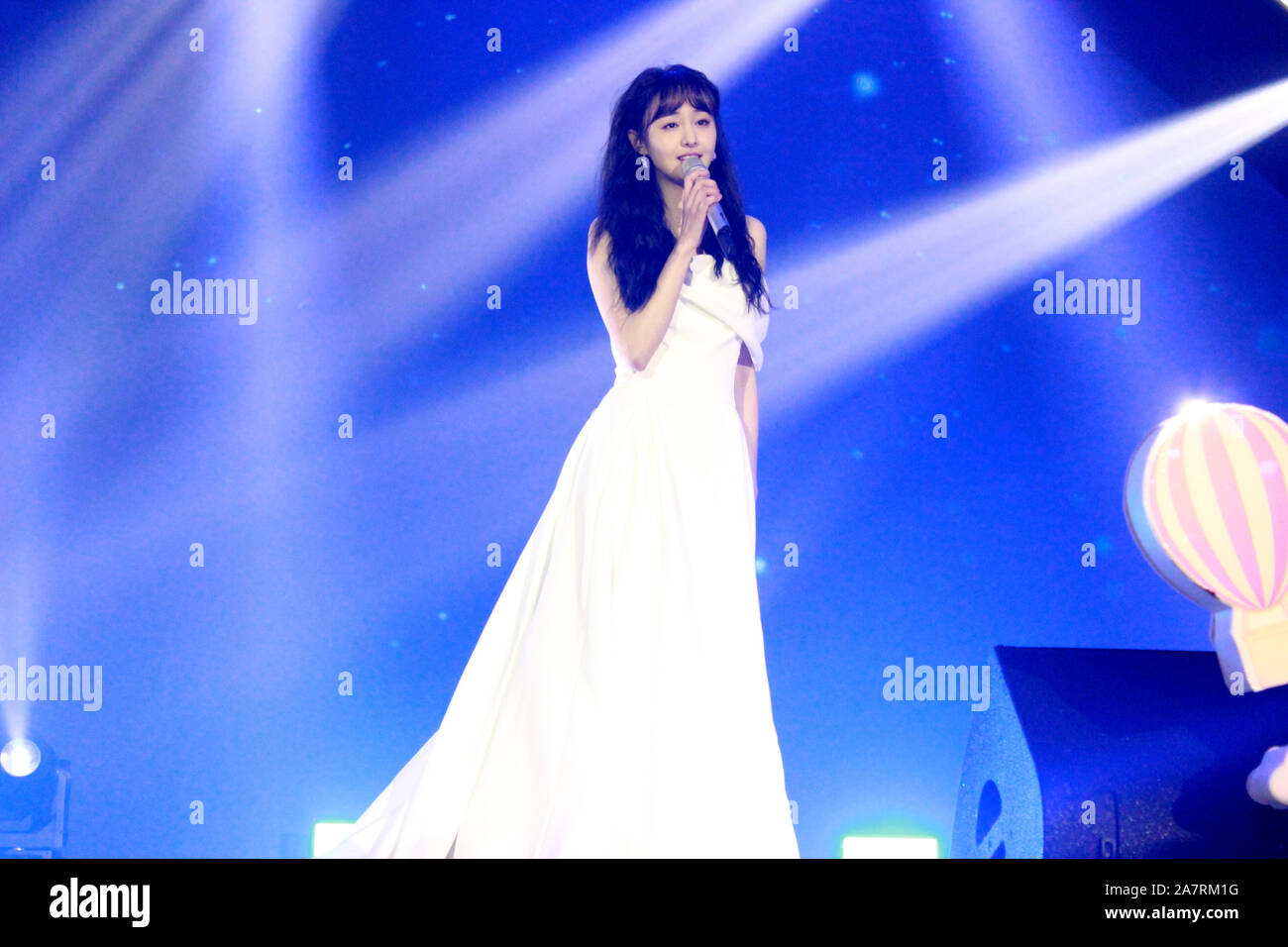 Chinese actress Zheng Shuang performs during her 28th birthday party in