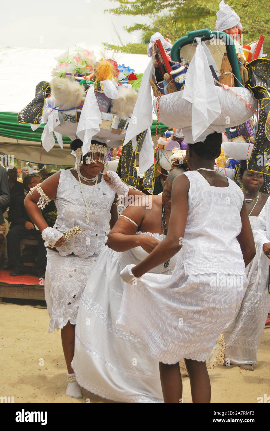 Osun devotee performing at the Annual Black Heritage Festival, Badagry Lagos, Nigeria. Stock Photo