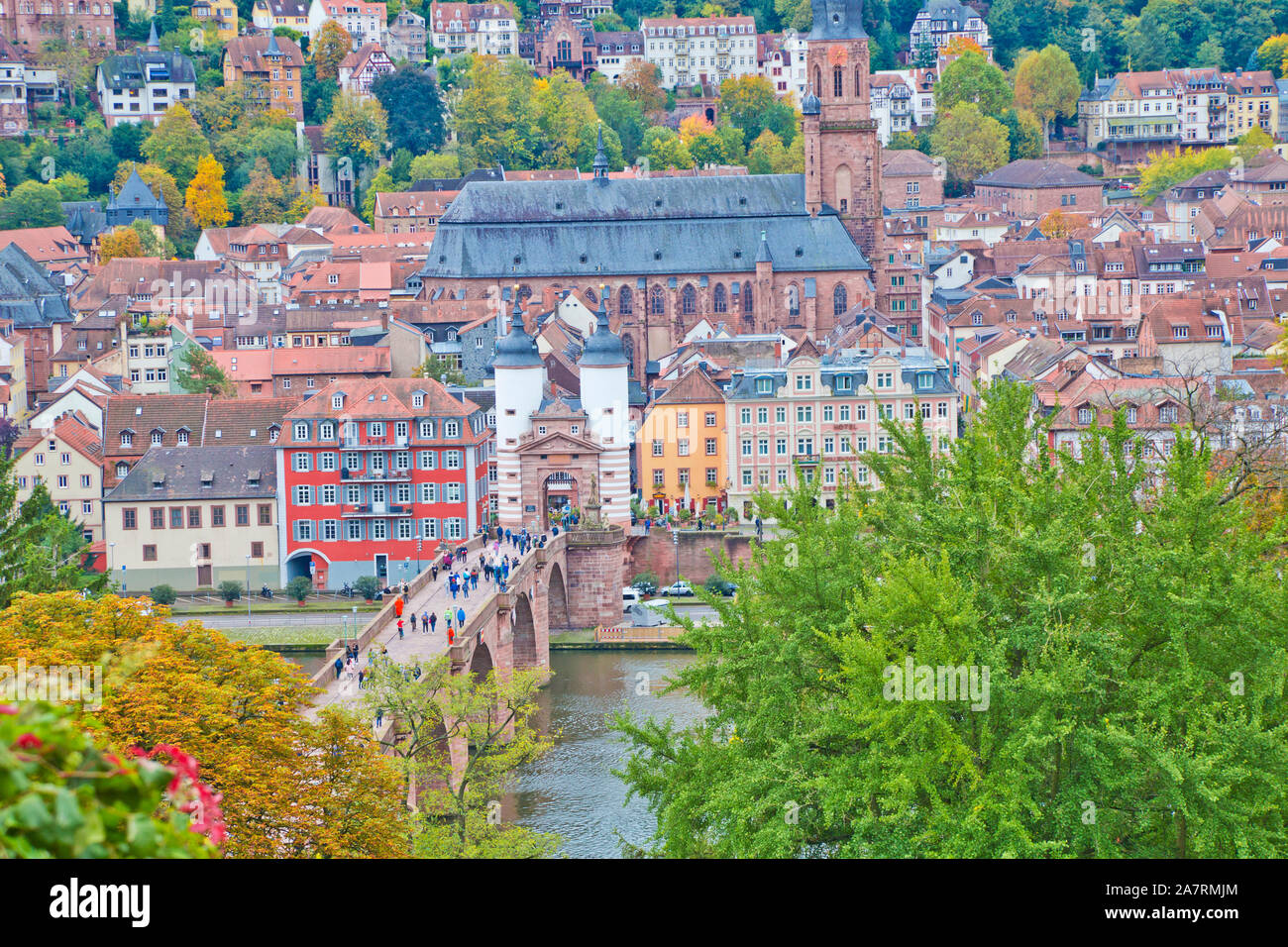 Panoramic view of beautiful medieval Heidelberg town. Germany Stock Photo