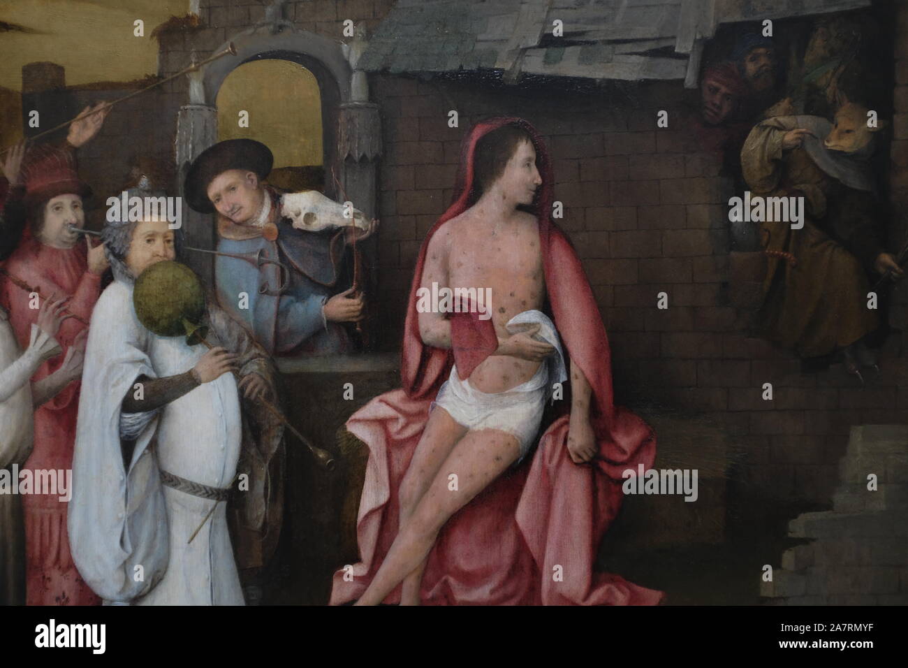 Jheronimus Bosch painting in the Groeningemuseum in Bruges, Belgium. Triptyc of Job. Stock Photo